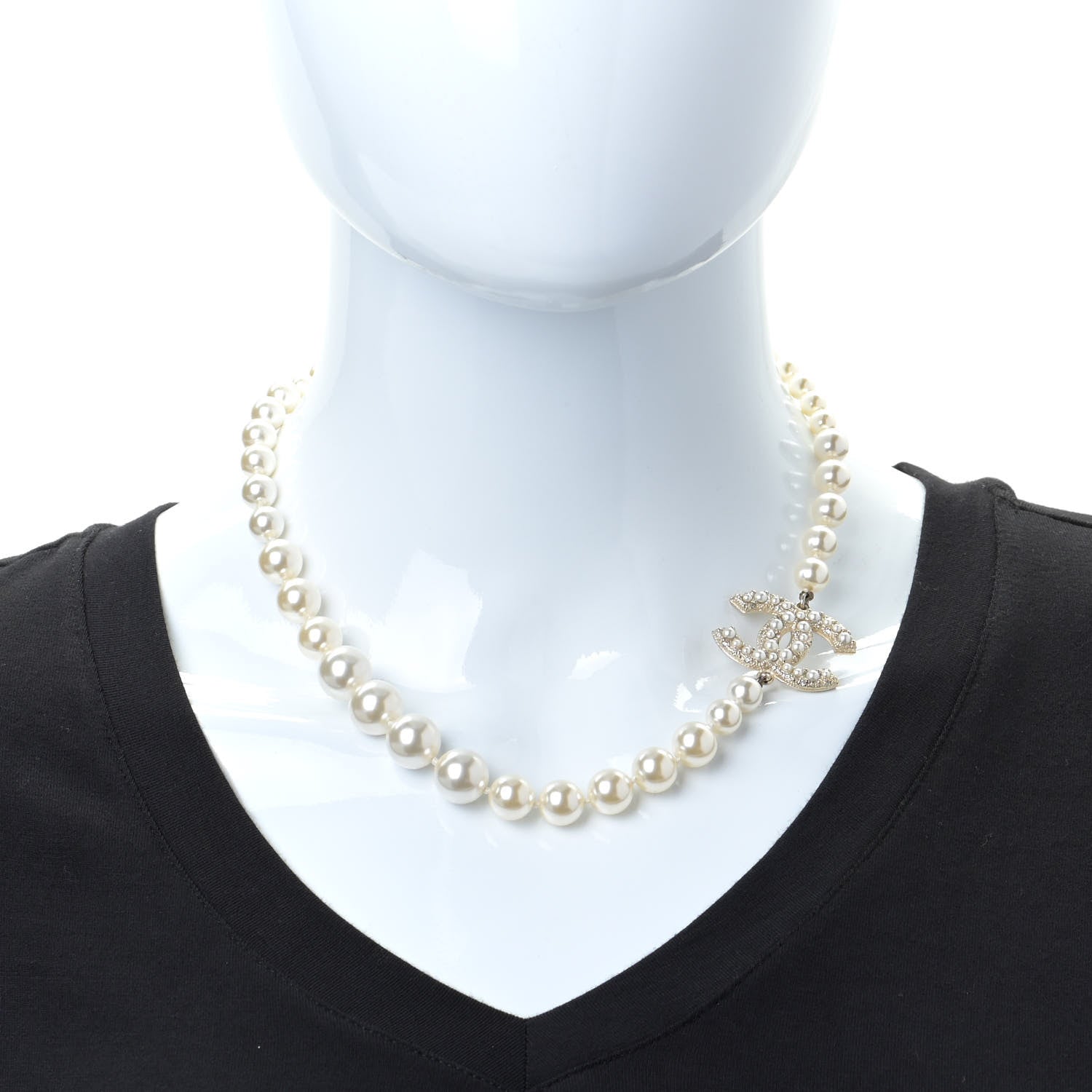 Chanel Pearl CC 100th Anniversary Necklace Light Gold 2 of 7