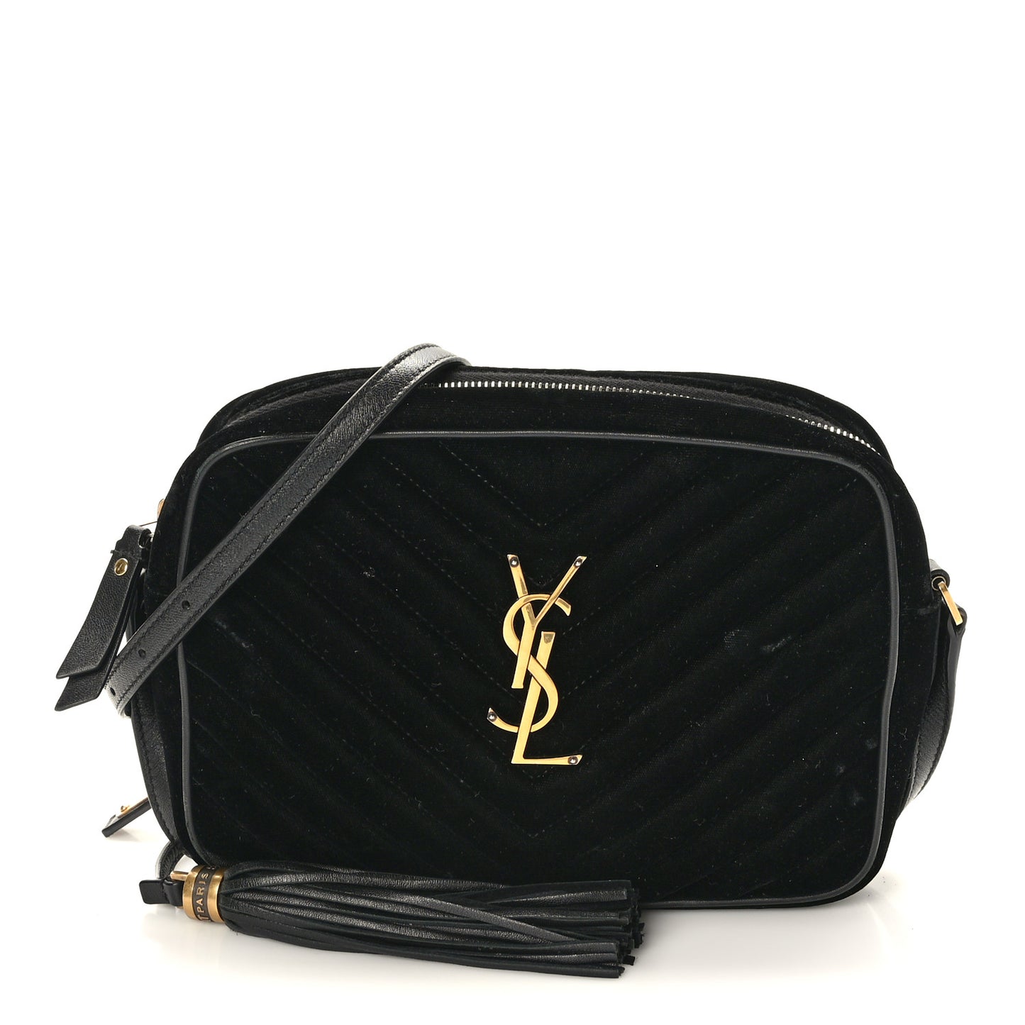 Velvet Matelasse Monogram Lou Camera Bag Black