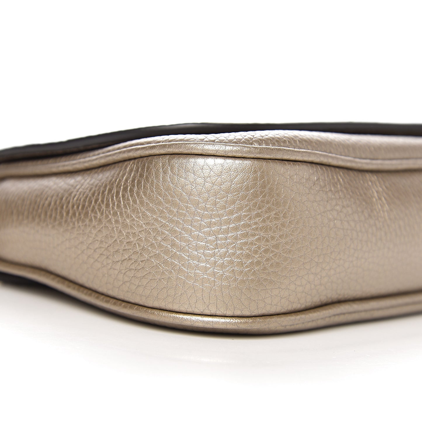 Metallic Pebbled Calfskin Medium Soho Flap Crossbody Golden Beige
