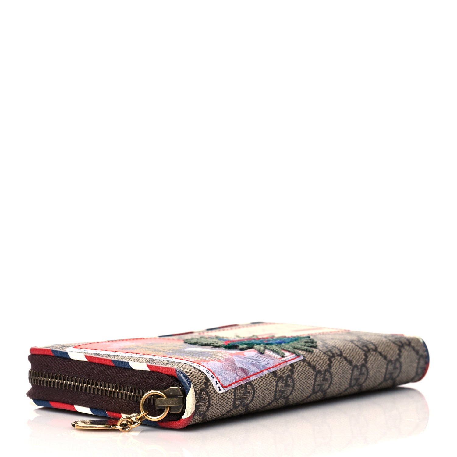 Gucci GG Supreme Monogram Courrier Embroidered UFO Zip Around Wallet 4 of 10