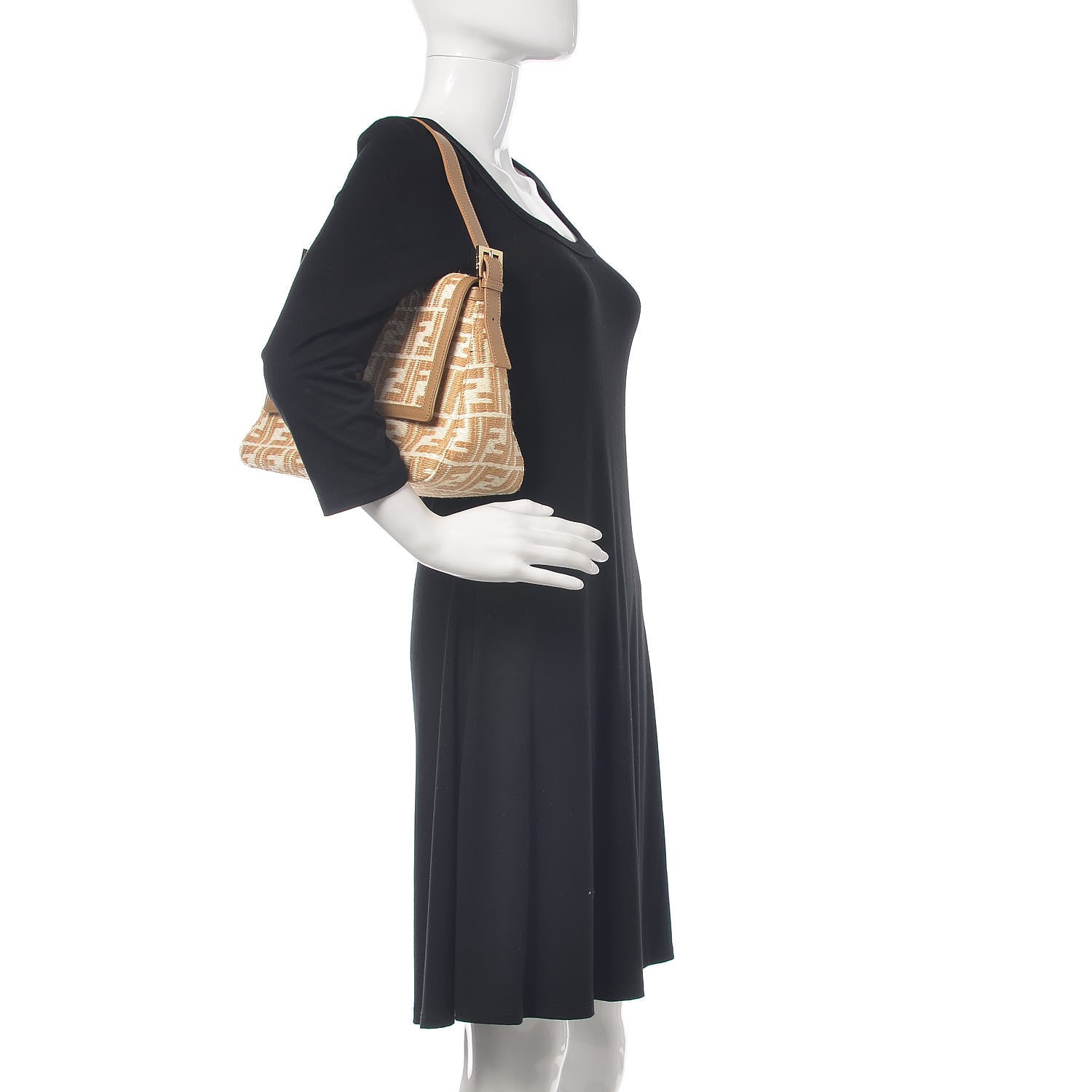Fendi Woven Straw Zucca Mama Baguette Beige 2 of 9