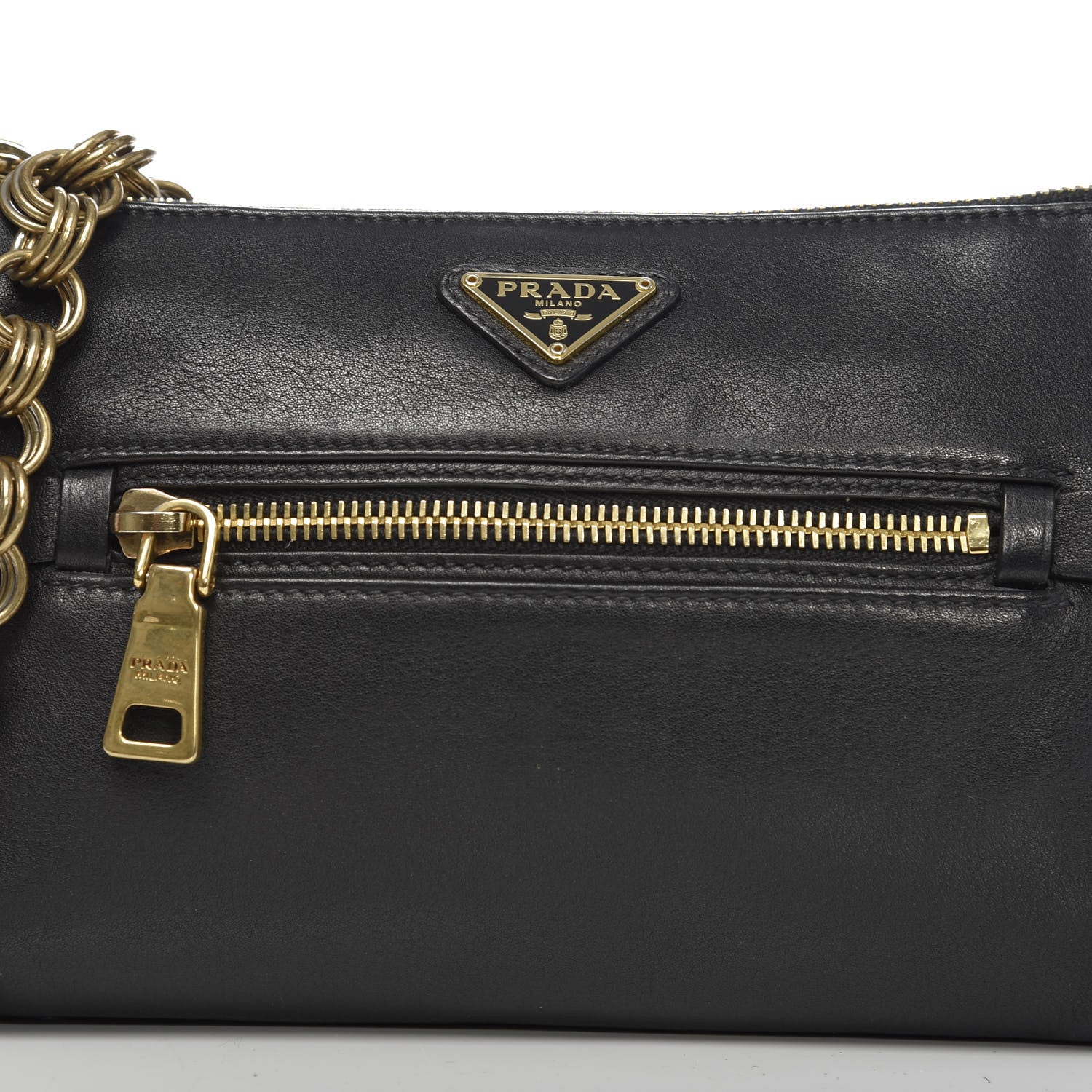 Prada Soft Calf Chain Shoulder Bag Black 9 of 9