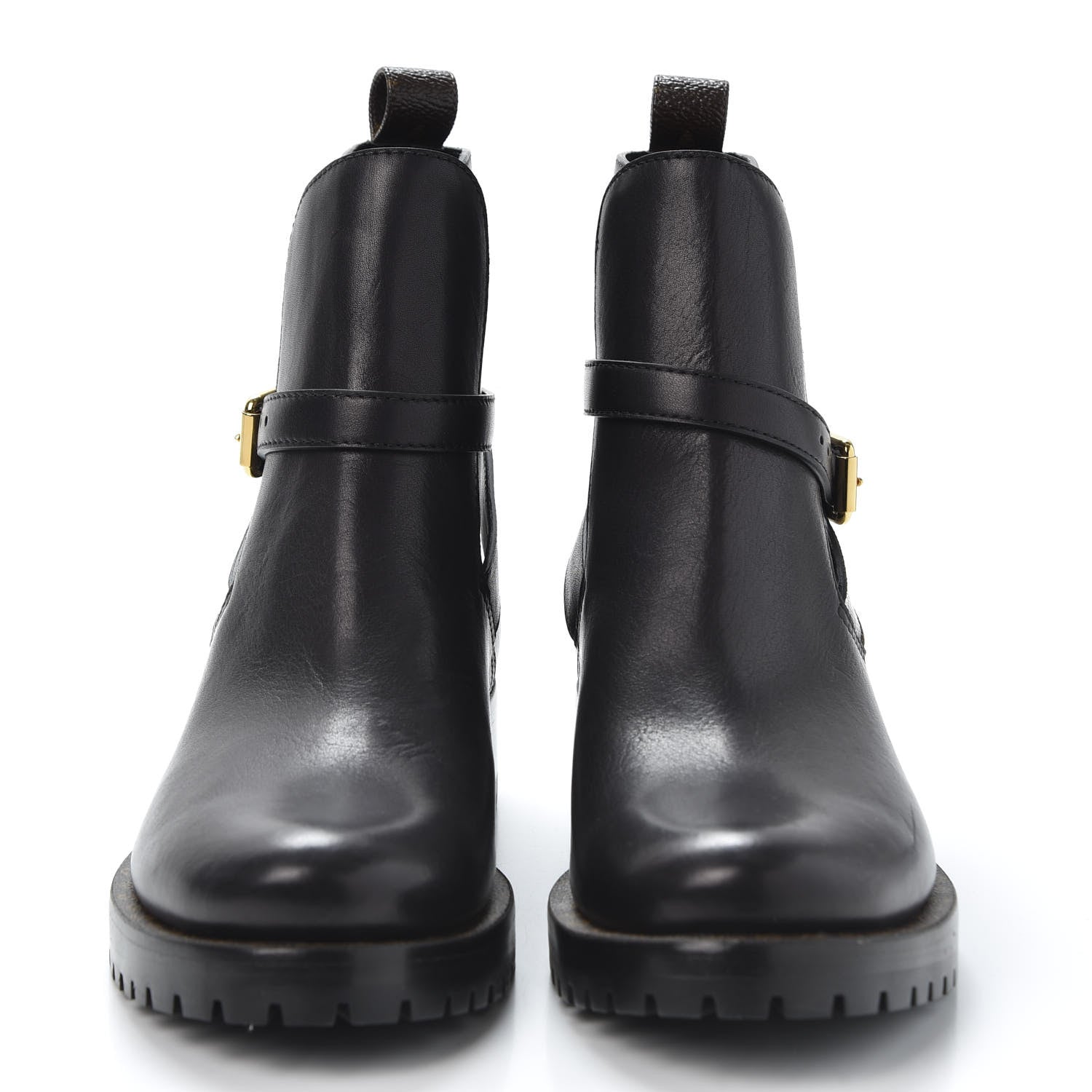 Louis Vuitton Calfskin Monogram Flat Boots 37.5 Black 2 of 9