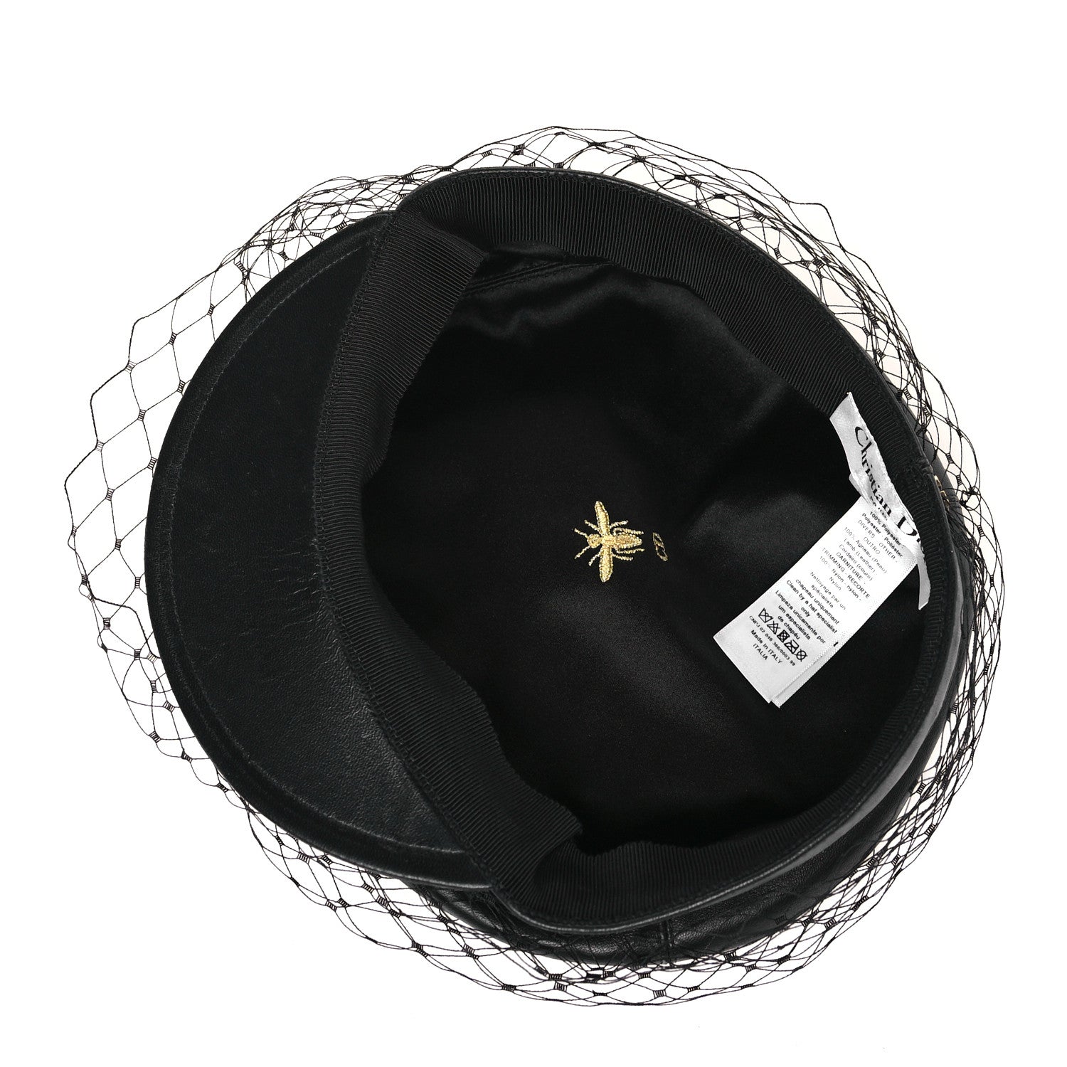 Christian Dior Lambskin Arty Beret Cap with Veil 59 Black 6 of 8