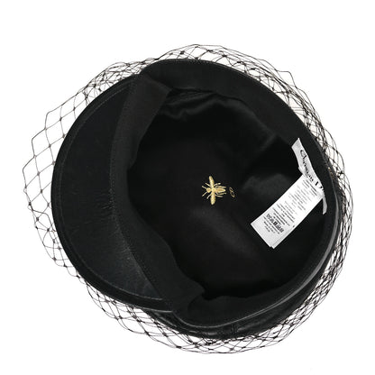 Christian Dior Lambskin Arty Beret Cap with Veil 59 Black 6 of 8