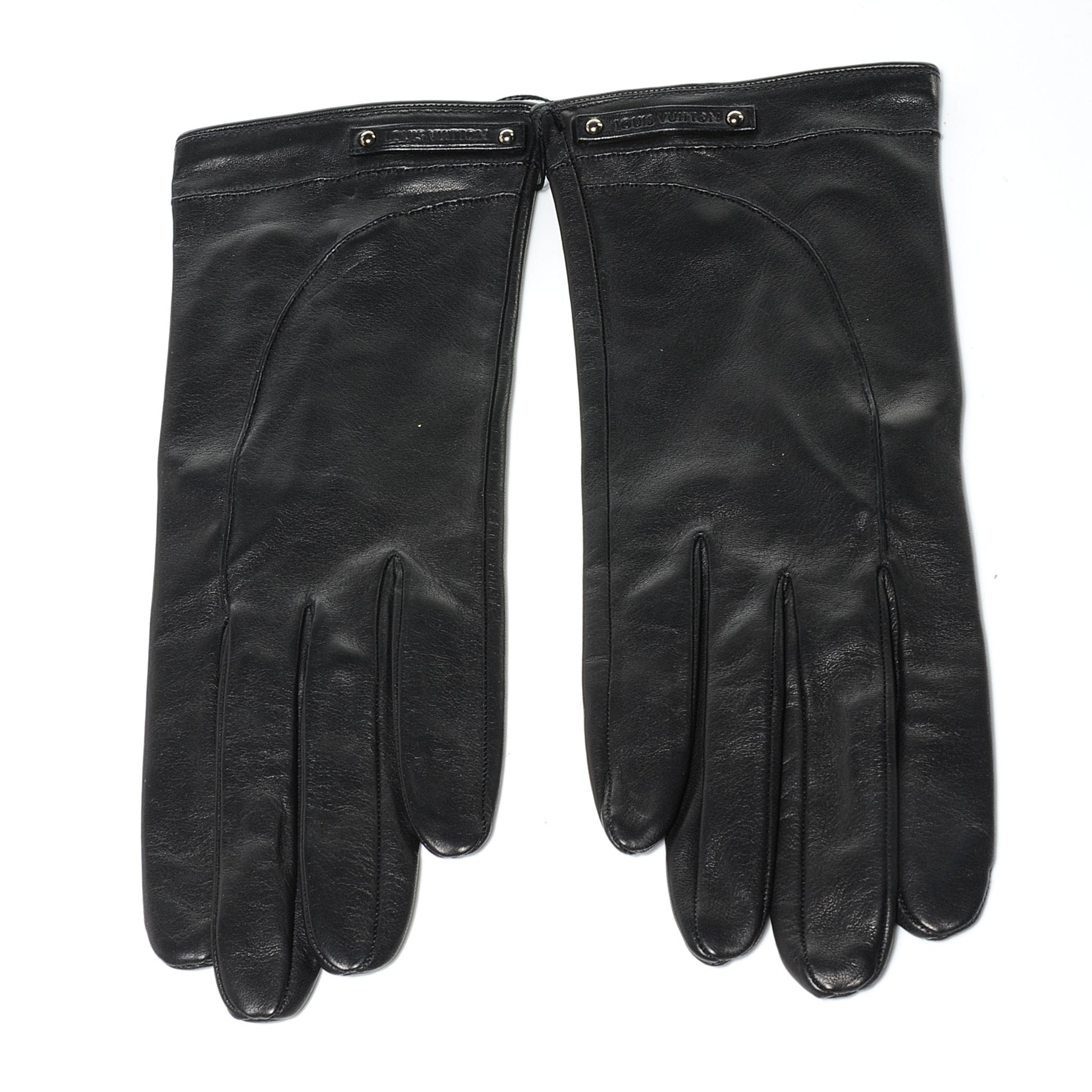 Louis Vuitton Lambskin Lady Gloves Black Size 7 1 of 4