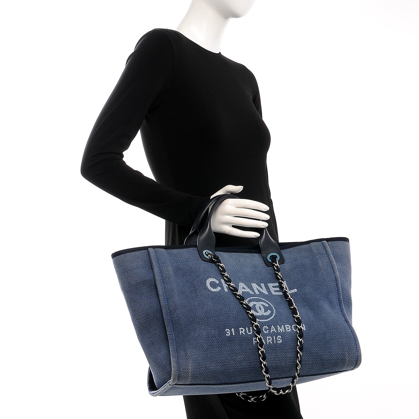 Canvas Large Deauville Tote Denim Blue