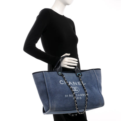 Chanel Canvas Large Deauville Tote Denim Blue 3 of 12