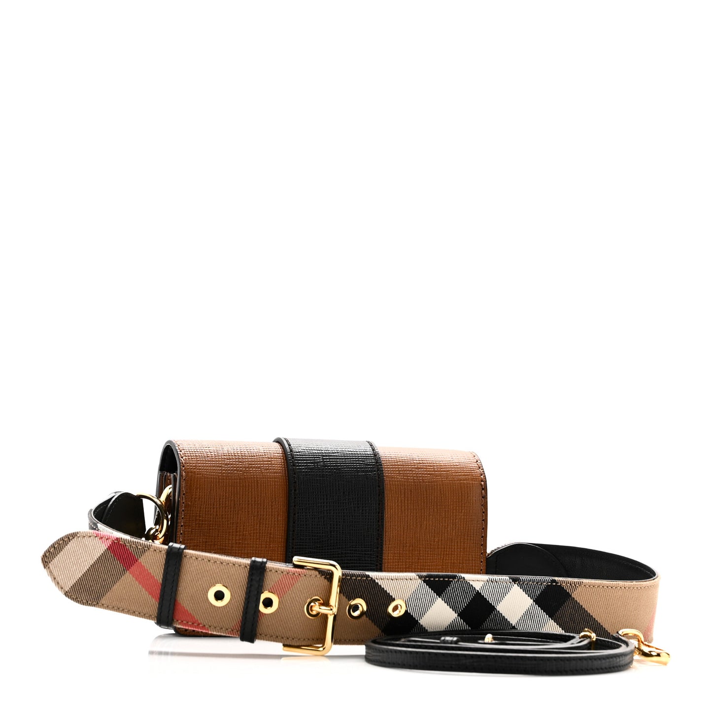 Grainy Calfskin Bridle Small Madison Buckle Bag Tan Black
