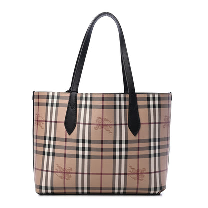 Burberry Grainy Calfskin Haymarket Check Medium Reversible Tote Black 1 of 14