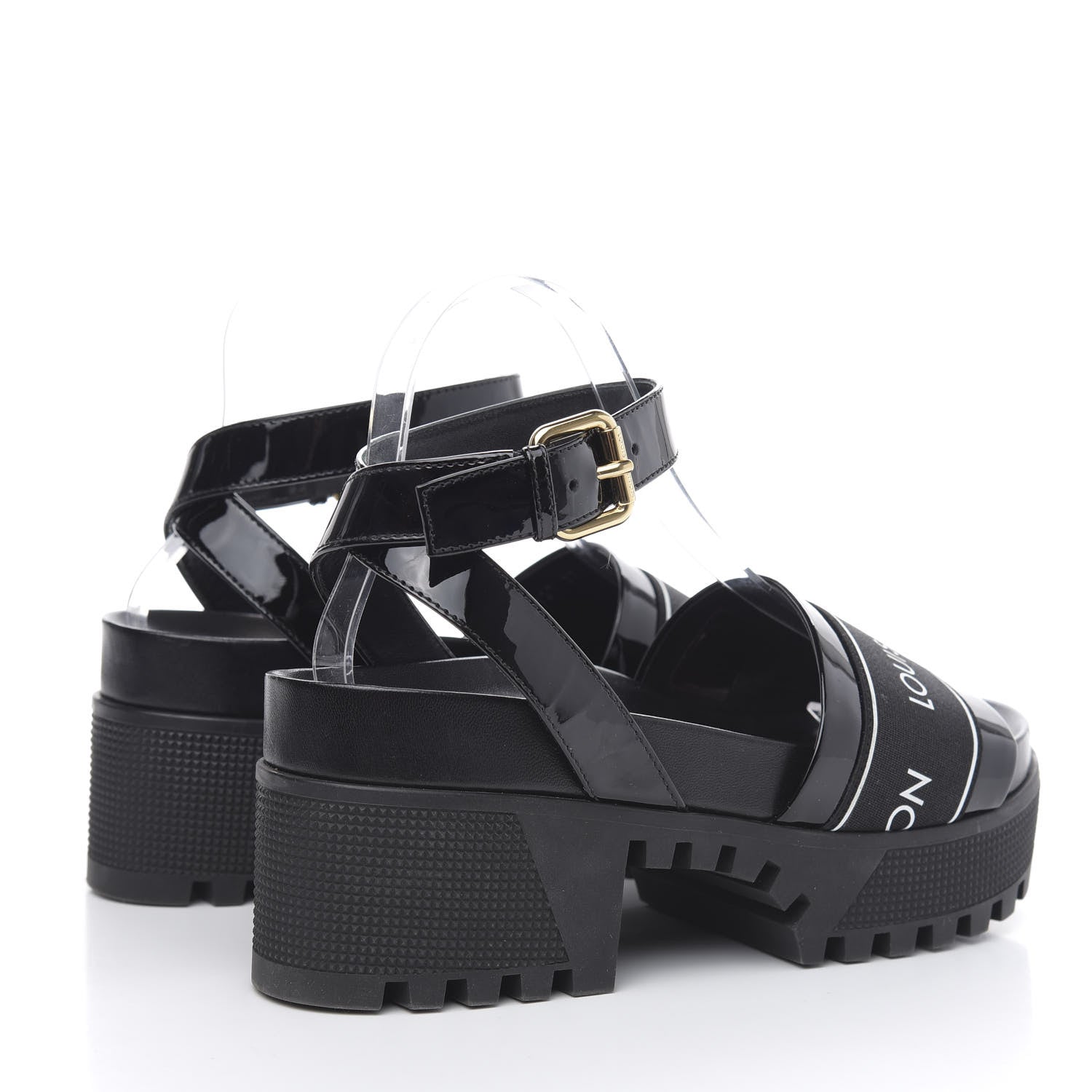 Louis Vuitton Patent Calfskin Laureate Platform Sandals 35 Black 4 of 7