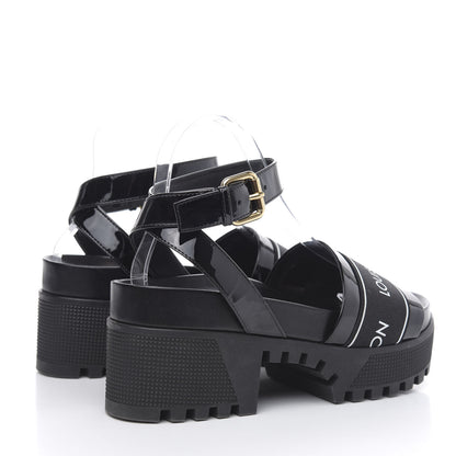 Louis Vuitton Patent Calfskin Laureate Platform Sandals 35 Black 4 of 7
