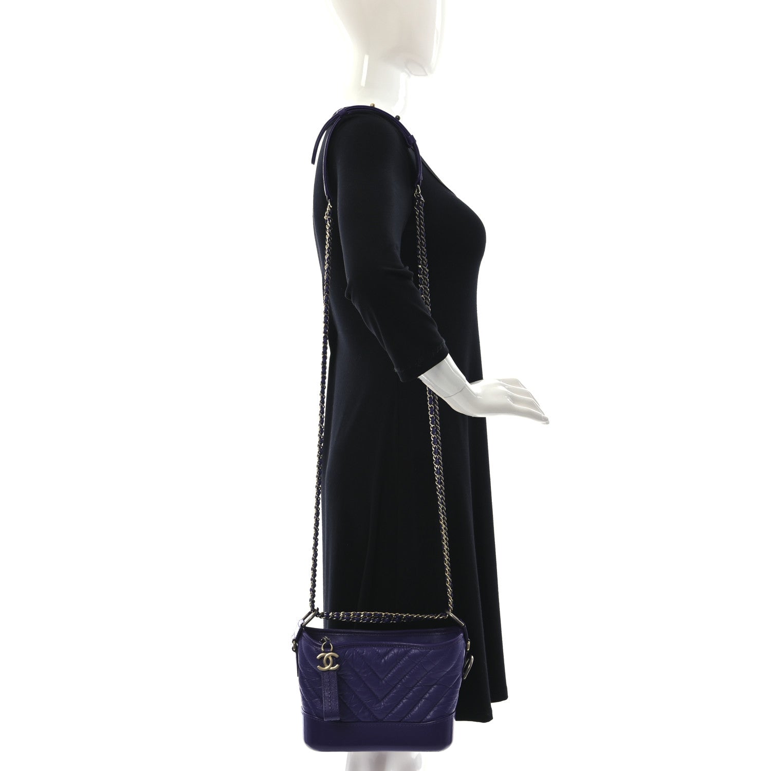 Chanel Aged Calfskin Chevron Quilted Small Gabrielle Hobo Purple 2 of 10