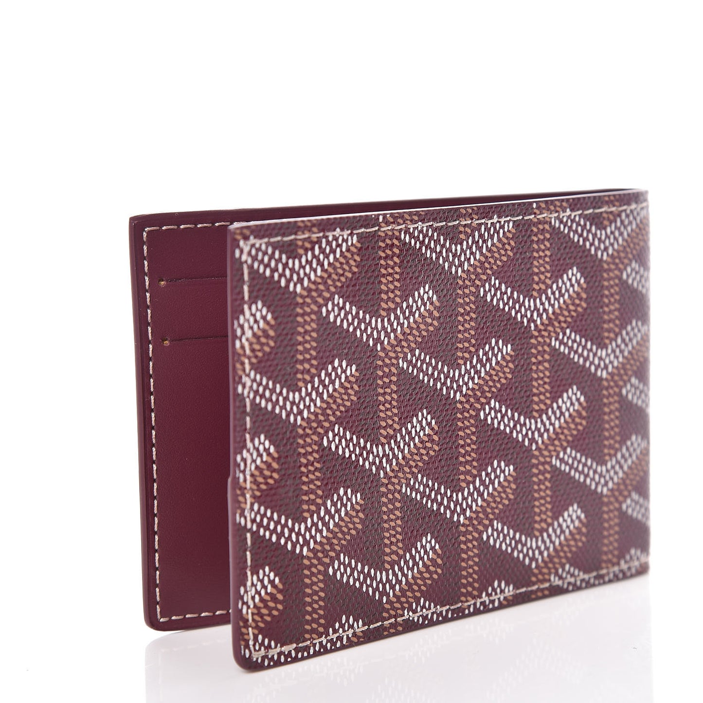 Goyardine Multi Slot Bi-Fold Wallet Burgundy