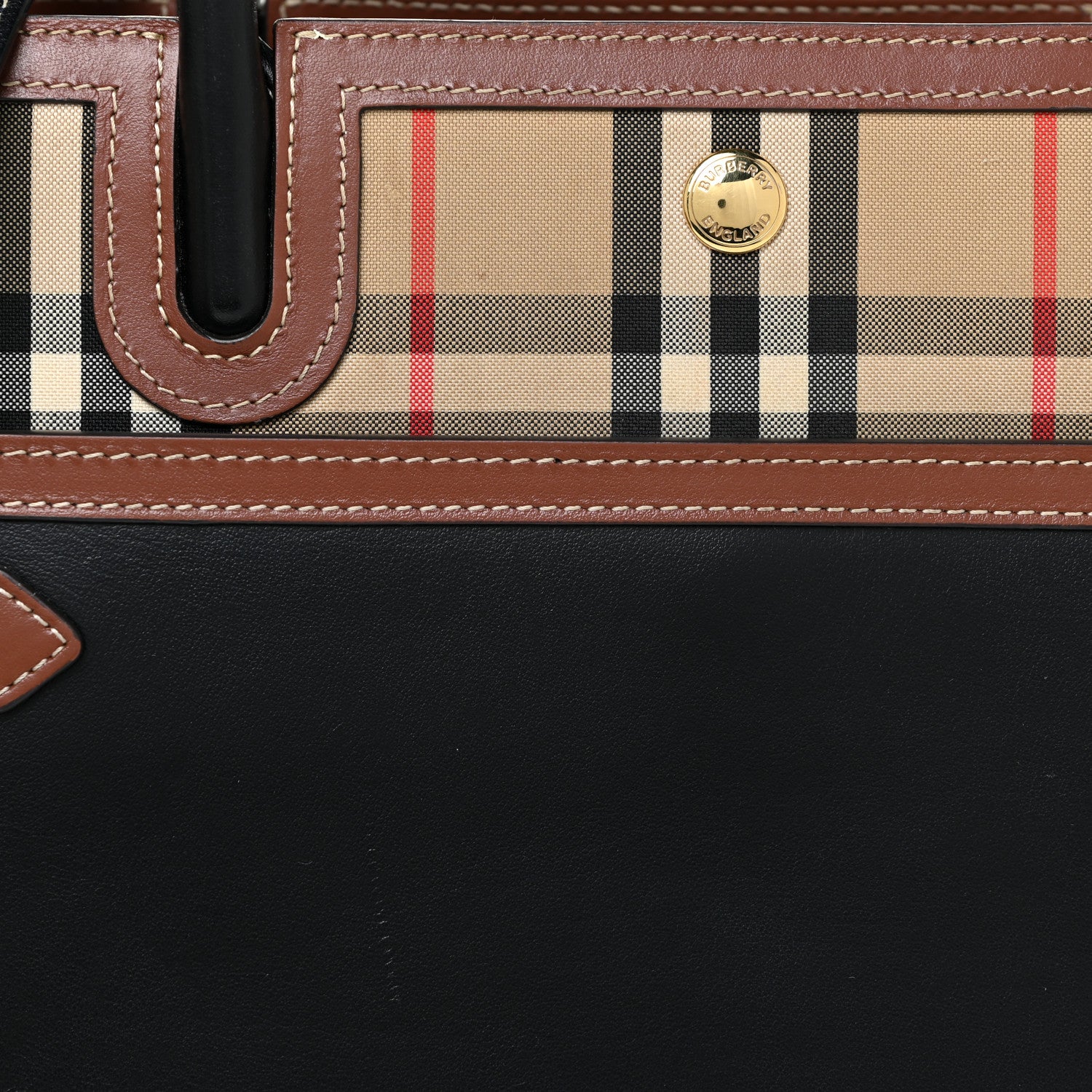 Burberry Calfskin Vintage Check Small Two Handle Title Bag Black 8 of 19