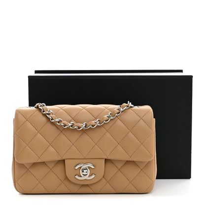 Chanel Lambskin Quilted Mini Rectangular Flap Dark Beige 13 of 13
