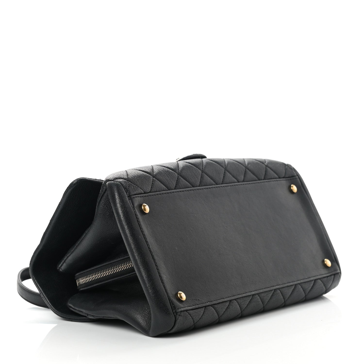 Chanel Shiny Sheepskin Quilted Large Trapezio Flap Black 3 of 12