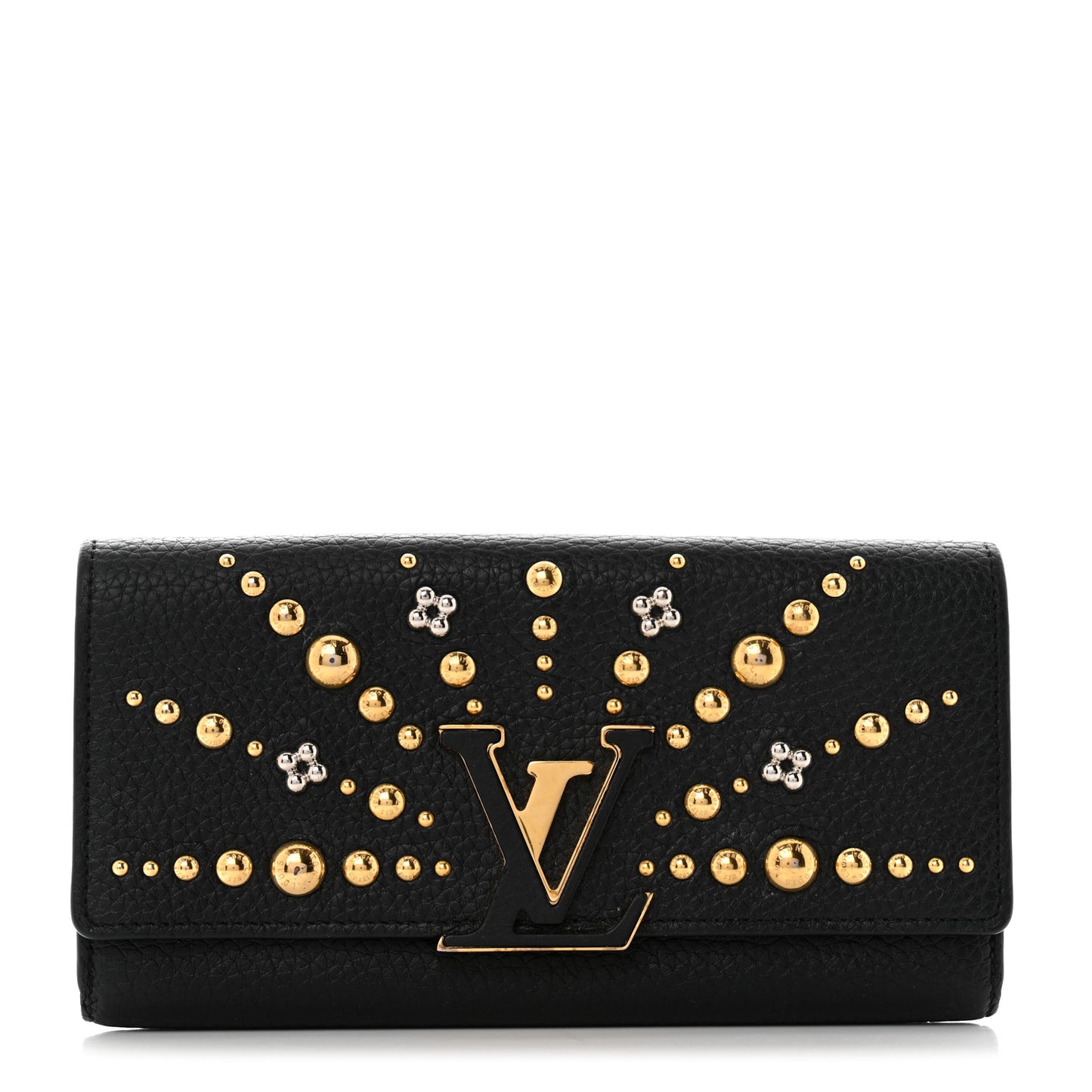 Taurillon Studded Sol Capucines Wallet Black