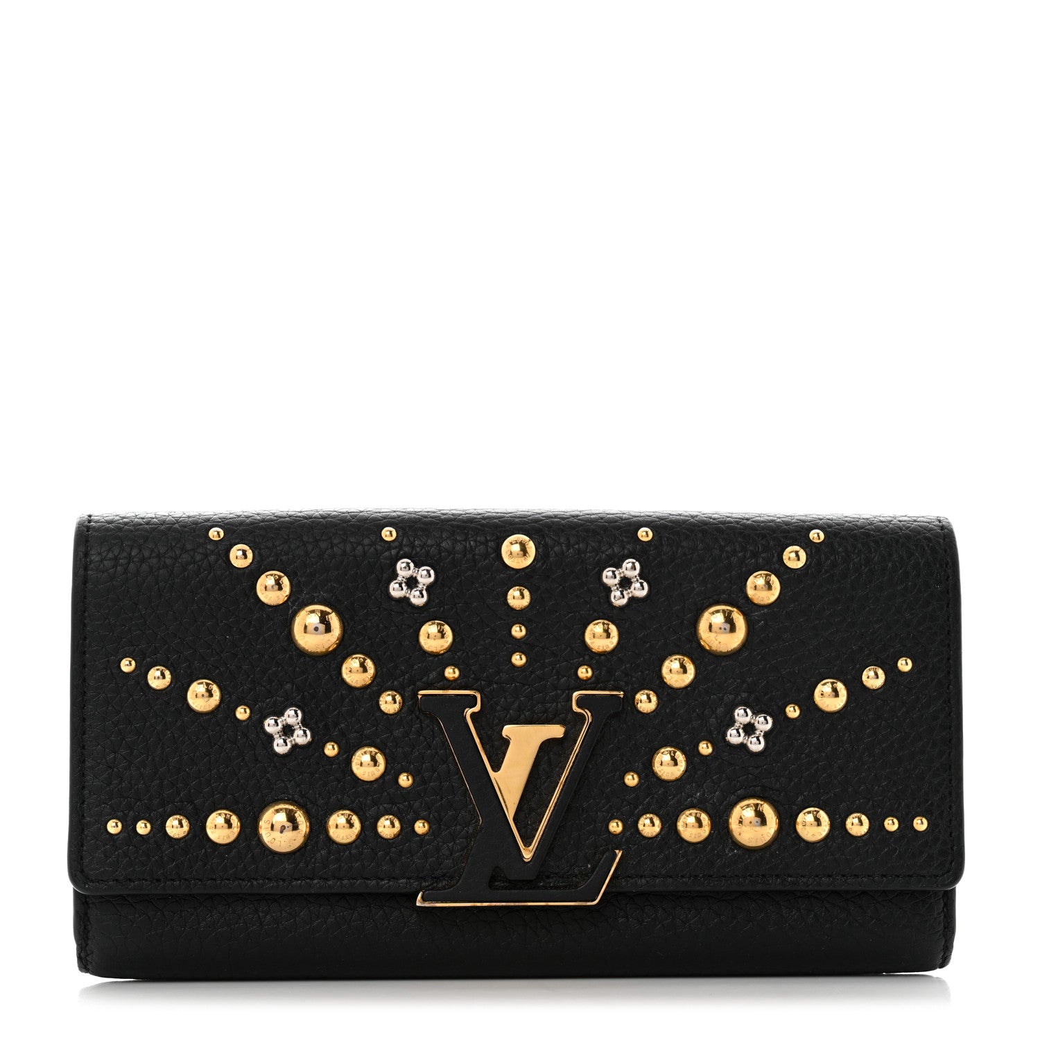 Louis Vuitton Taurillon Studded Sol Capucines Wallet Black 1 of 6