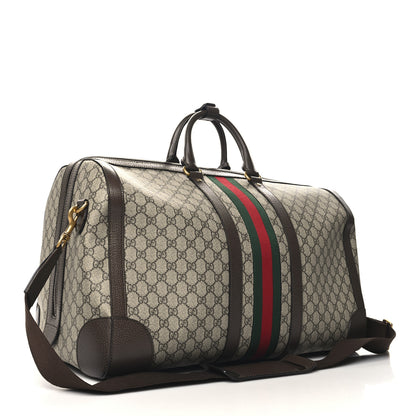 Gucci GG Supreme Monogram Textured Dollar Calfskin Web Large Savoy Duffle Bag Beige Ebony 2 of 11