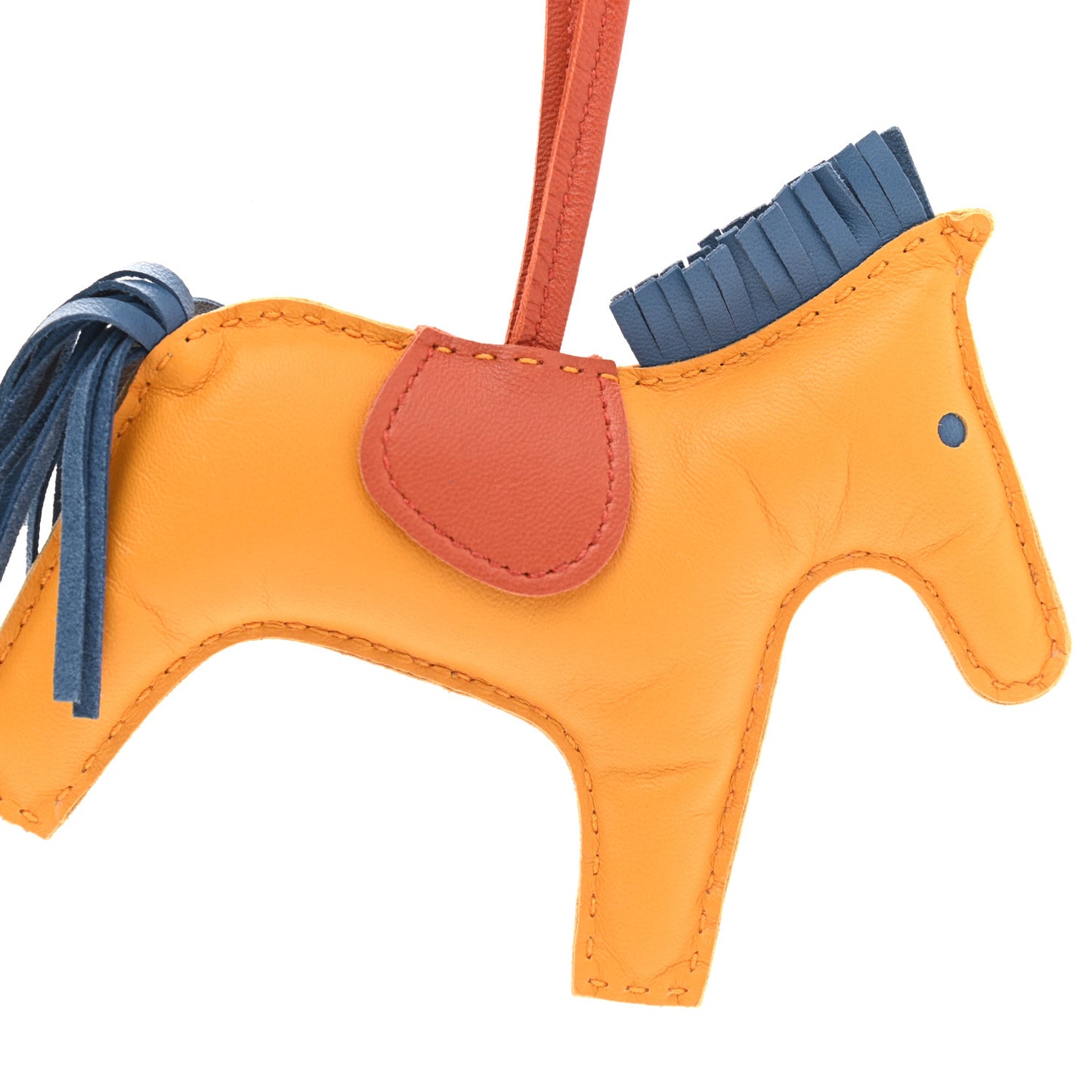 Milo Lambskin Grigri Rodeo Horse Bag Charm MM Jaune D'Or Bleu Agate Cornaline