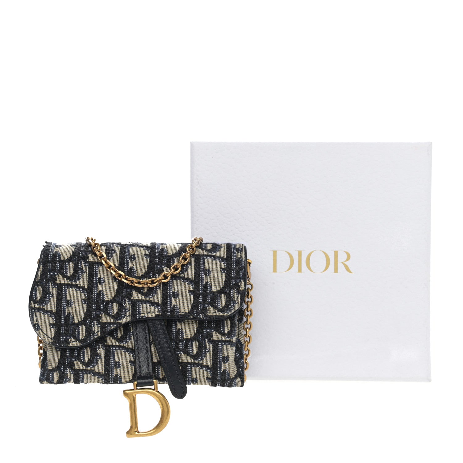 Christian Dior Oblique Nano Saddle Chain Pouch Blue 12 of 12