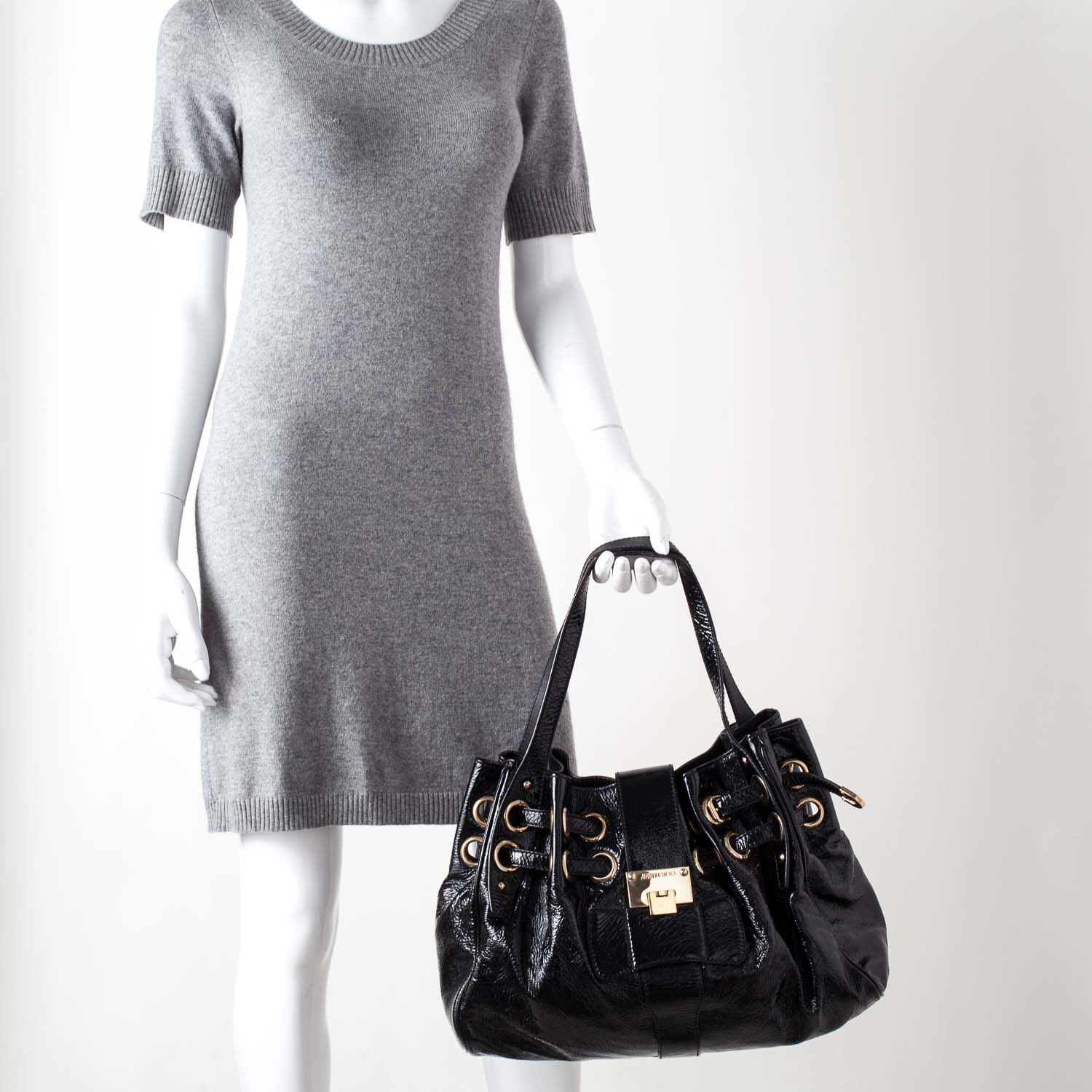 Jimmy Choo Crushed Patent Riki Bag Black 2 of 8