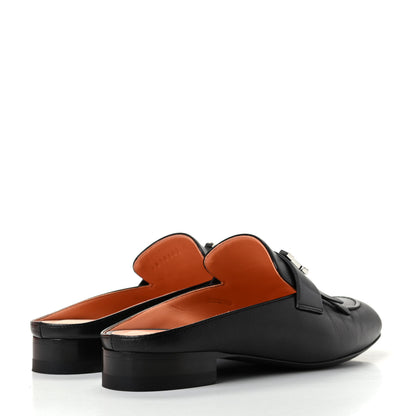Hermes Goatskin Rivoli Mules 36 Black 4 of 11