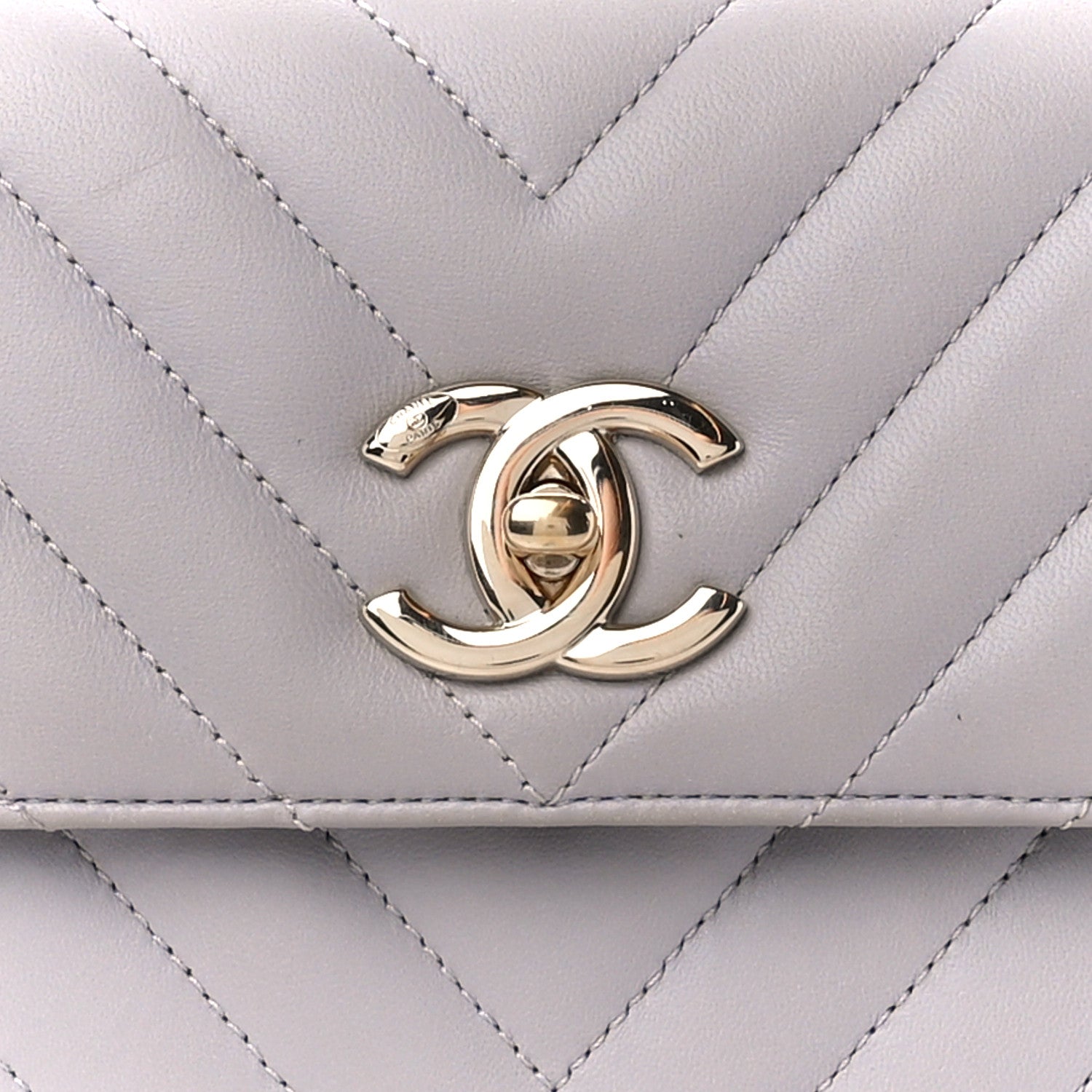 Chanel Lambskin Chevron Quilted Small Trendy CC Flap Dual Handle Bag Grey 8 of 10