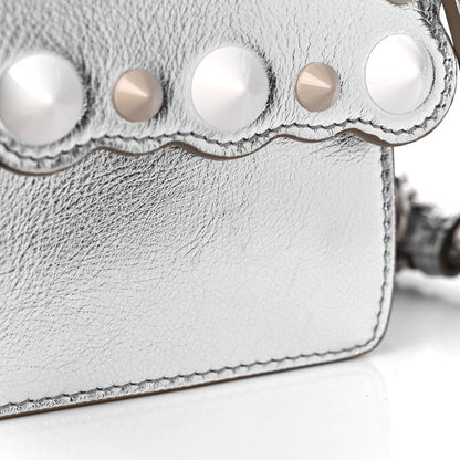 Fendi Vitello Catalan Mirror Scalloped Multi Studded Small Kan I Shoulder Bag Argento 11 of 11