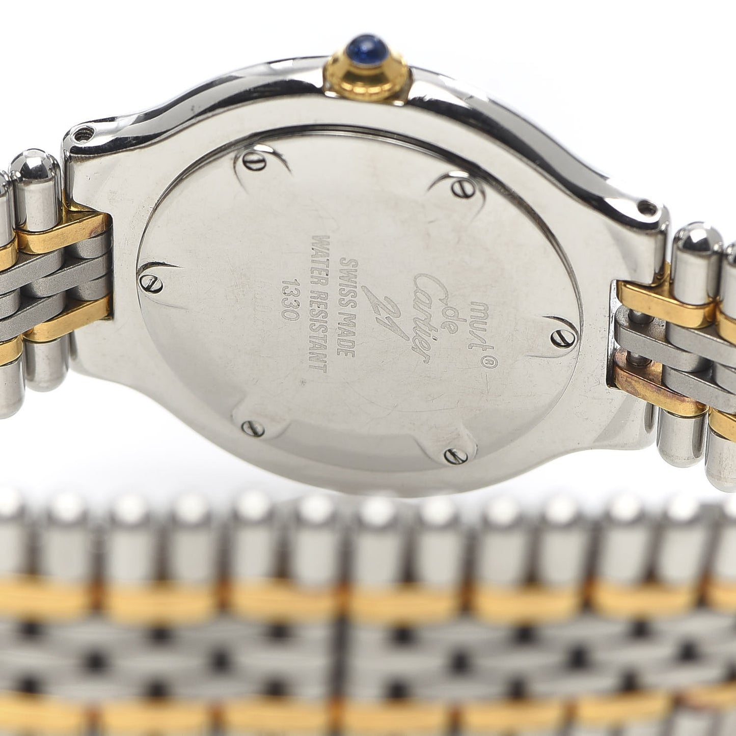 Stainless Steel 18K Yellow Gold 31mm Must De 21 Bullet Link Quartz Watch