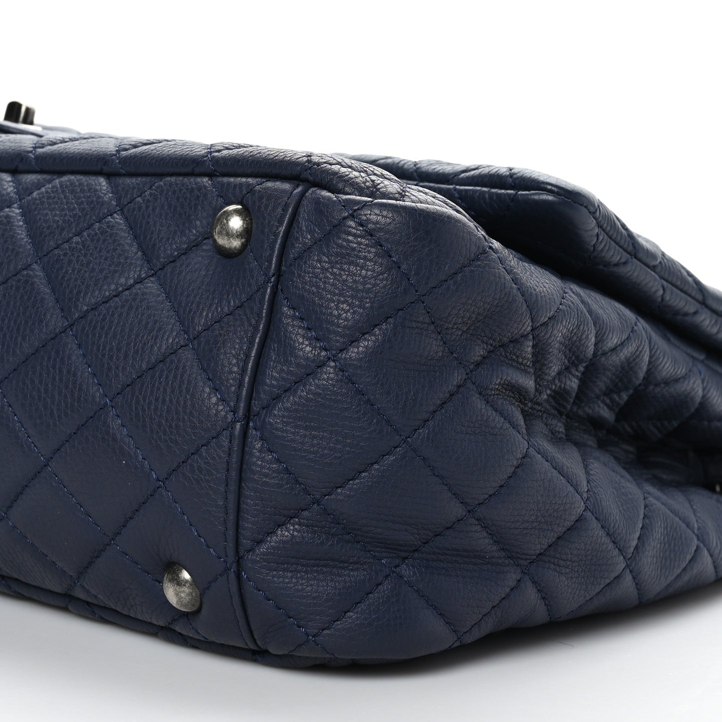 Calfskin Quilted XXL Travel Flap Bag Navy