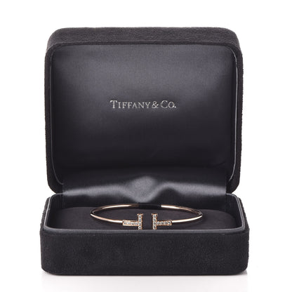 Tiffany 18K Rose Gold Diamond T Wire Bracelet 5 of 5