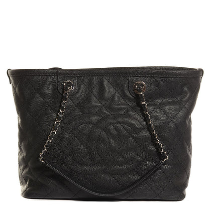 Chanel Grained Calfskin Quilted Small Daily Shopping Tote Black 1 of 8