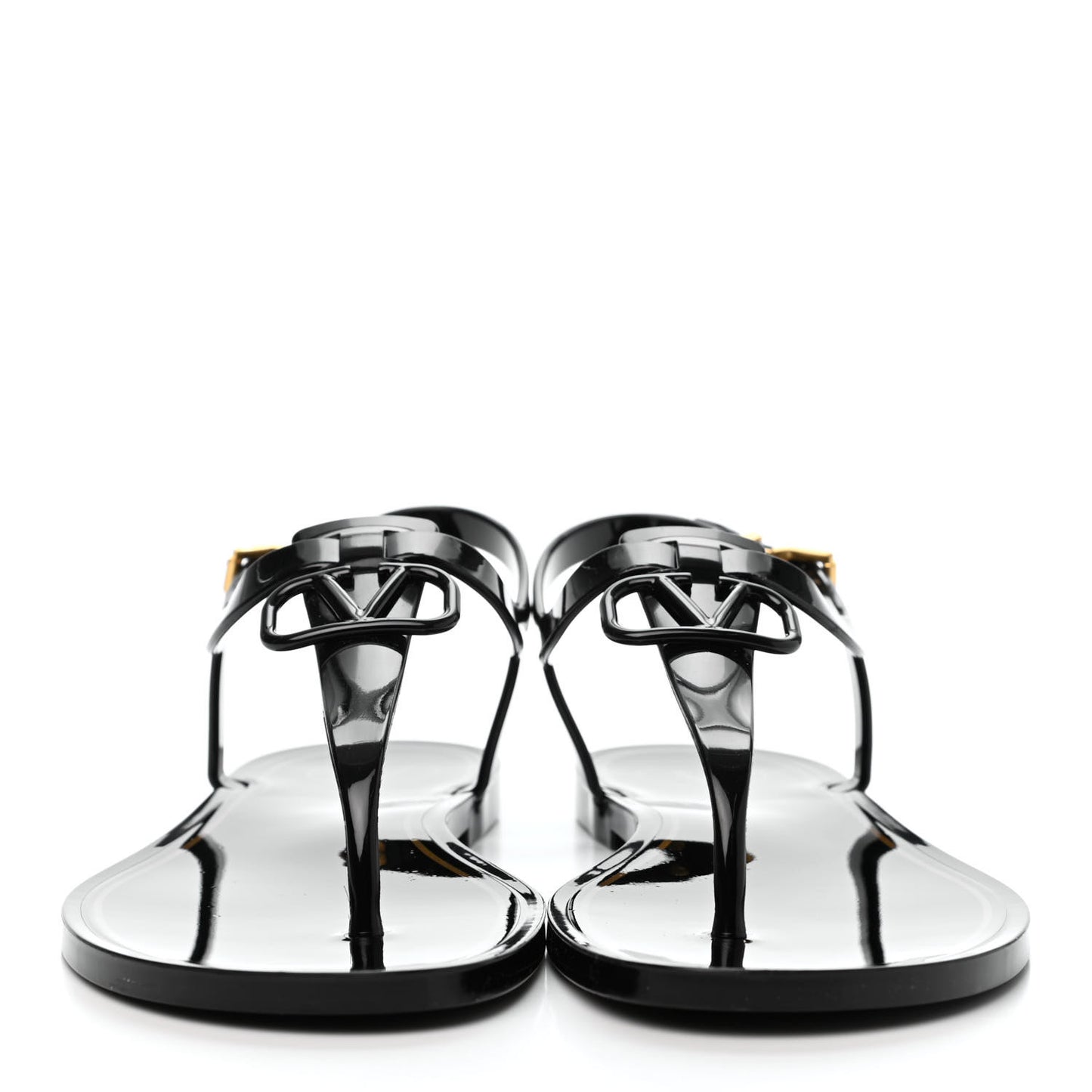 PVC Vlogo Flat Thong Sandals 41 Black