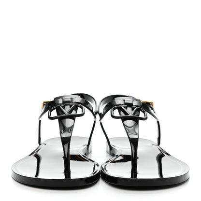 Valentino Garavani PVC Vlogo Flat Thong Sandals 41 Black 2 of 8