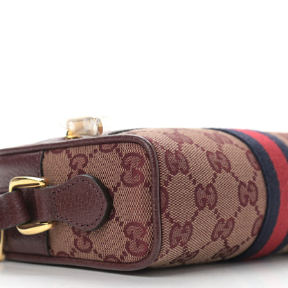 Gucci Monogram Textured Dollar Calfskin Web Mini Ophidia Shoulder Bag Sahara Rubino Chardonnay 4 of 10