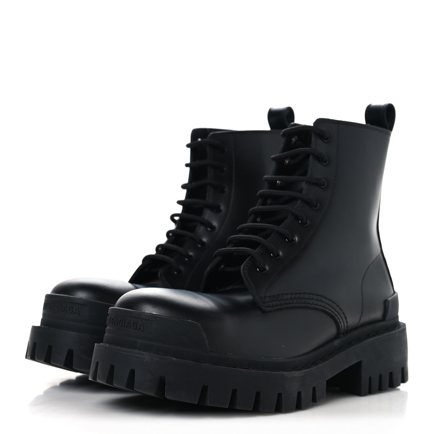 Balenciaga Calfskin Womens Strike 20mm Lace Up Boots 38 Black 4 of 9