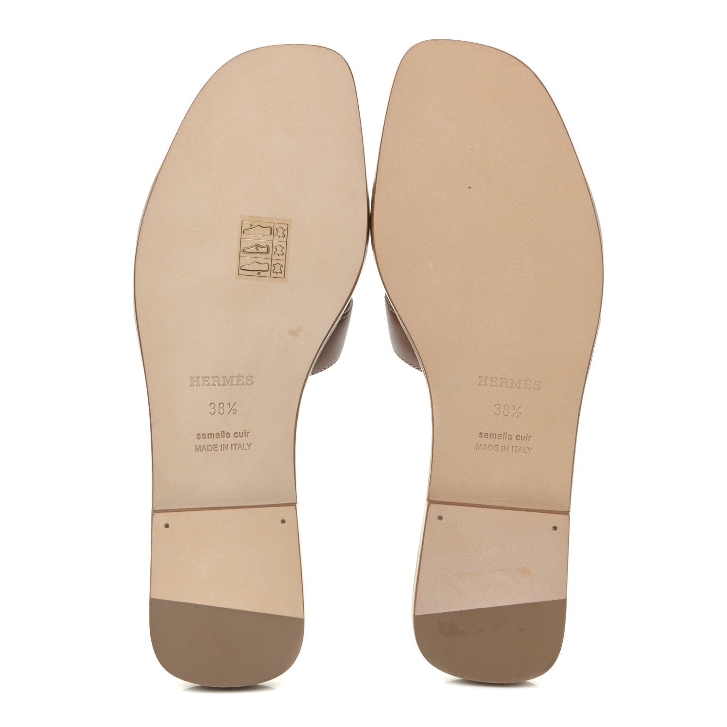 Hermes Box Calfskin Oran Sandals 38.5 Gold 5 of 12