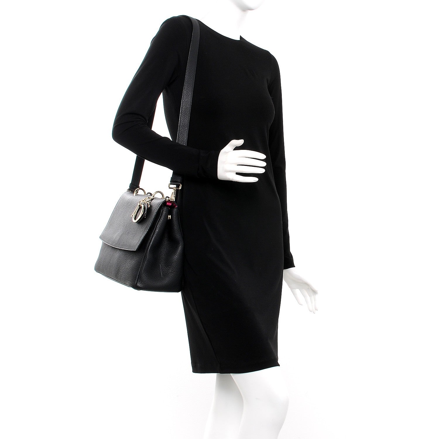 Christian Dior Bullcalf Medium Be Dior Flap Black Fraise 2 of 7