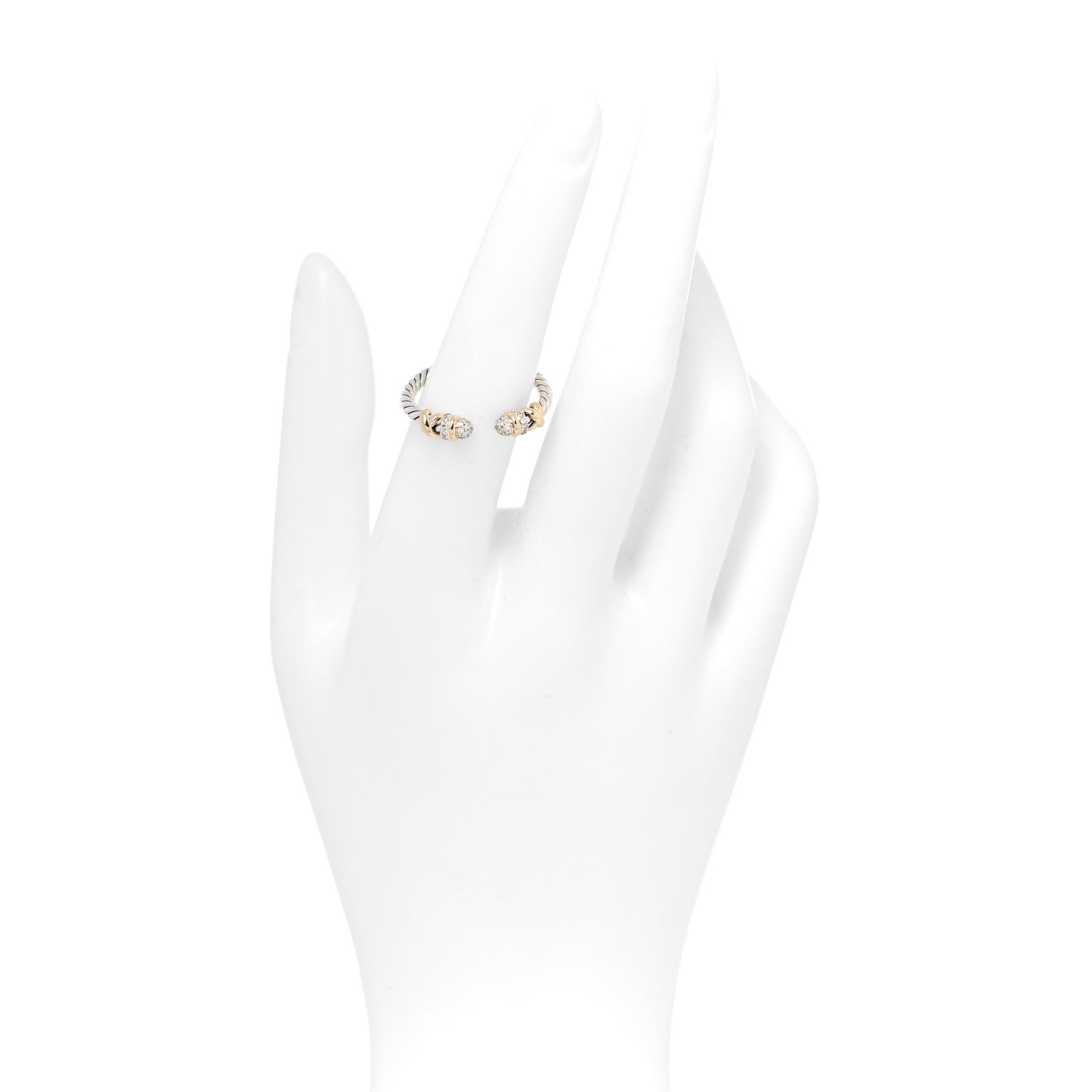 Sterling Silver 18K Yellow Gold Diamond Petite Helena Open Ring 57 8