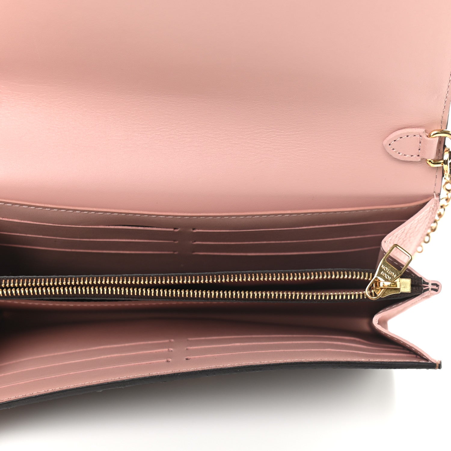 Louis Vuitton Damier Ebene Croisette Chain Wallet Rose Ballerine 5 of 11