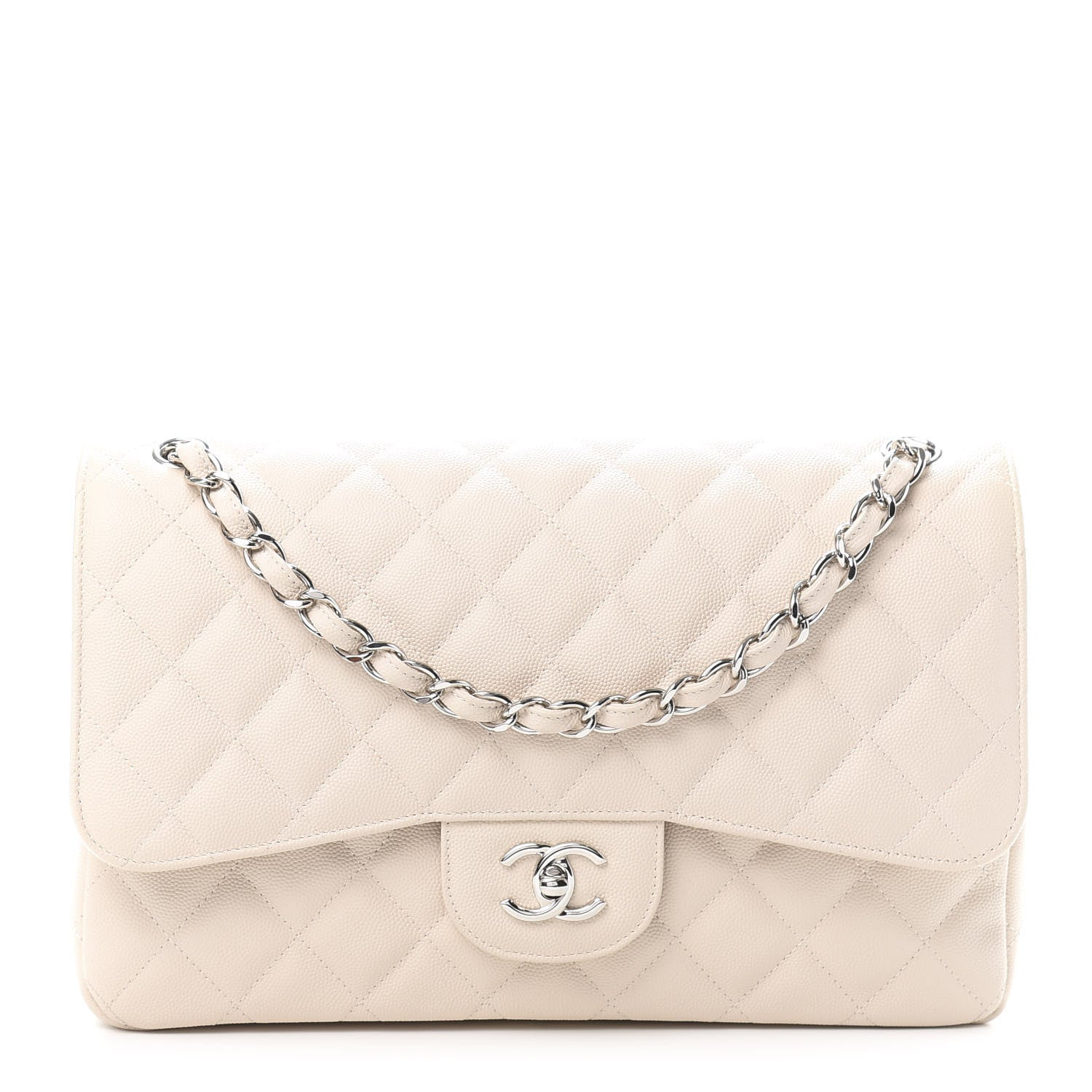 Chanel Caviar Quilted Jumbo Double Flap Light Beige 1 of 14