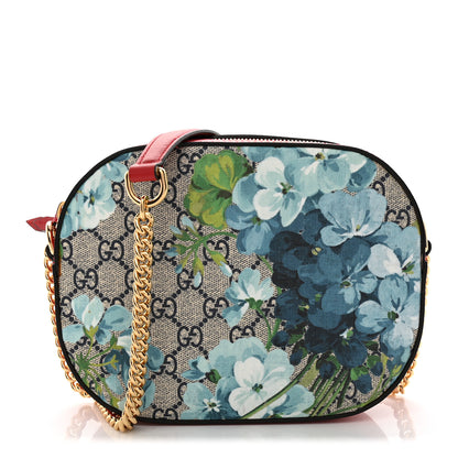 Gucci GG Supreme Monogram Blooms Small Chain Shoulder Bag Beige Blue Navy Hibiscus Red 1 of 11