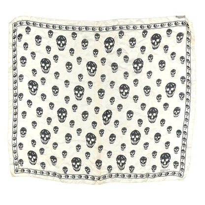 Alexander McQueen Silk Chiffon Skull Scarf Ivory Black 1 of 7