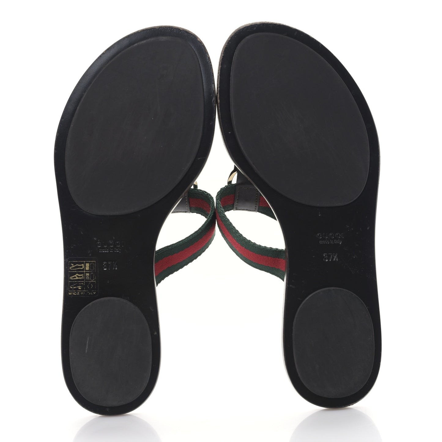 Nylon Guccissima Web Womens Thong Sandals 37.5 Green Red Black