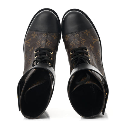 Louis Vuitton Calfskin Monogram Wonderland Flat Ranger Boots 39 Black 2 of 11