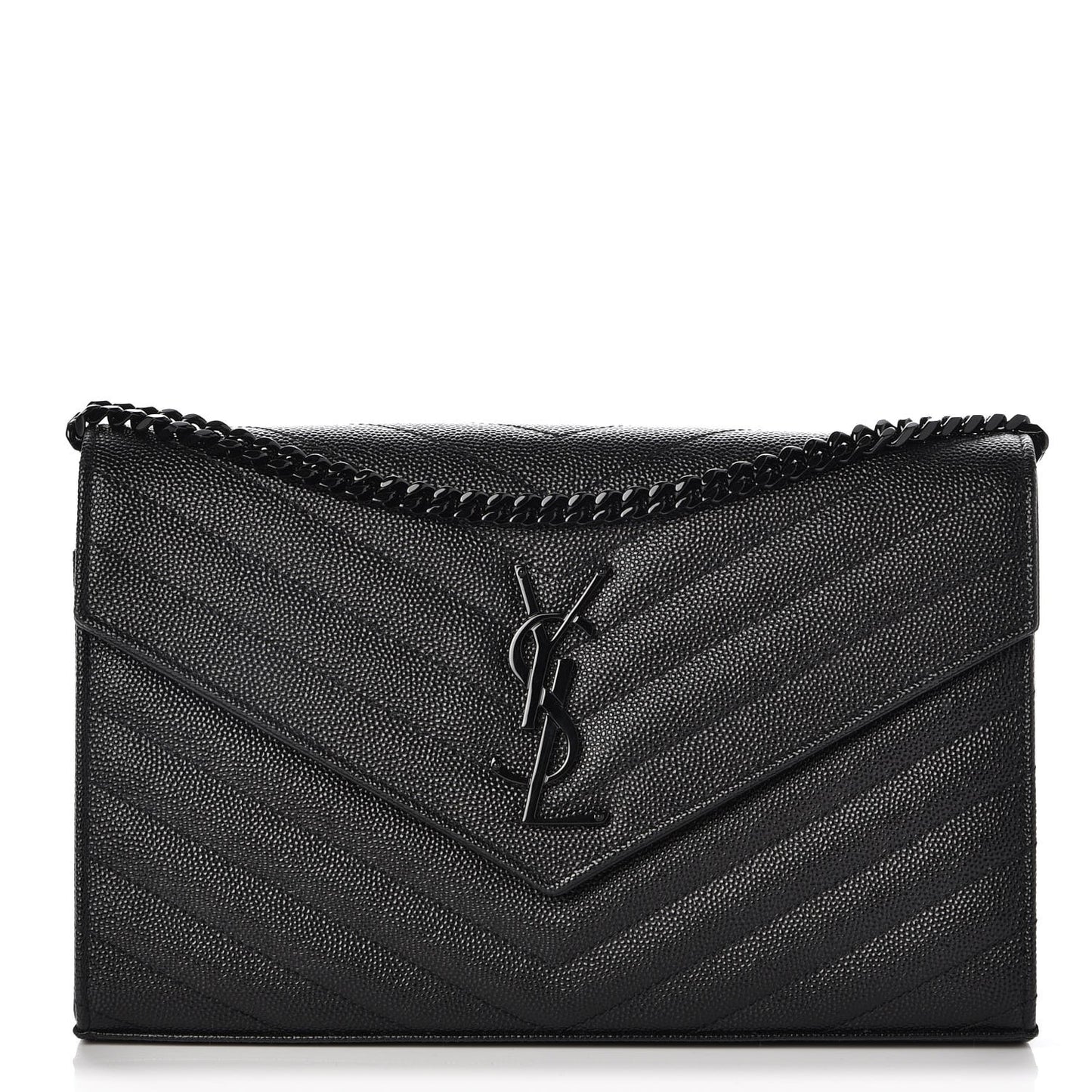 Grain De Poudre Matelasse Chevron Monogram Chain Wallet Black