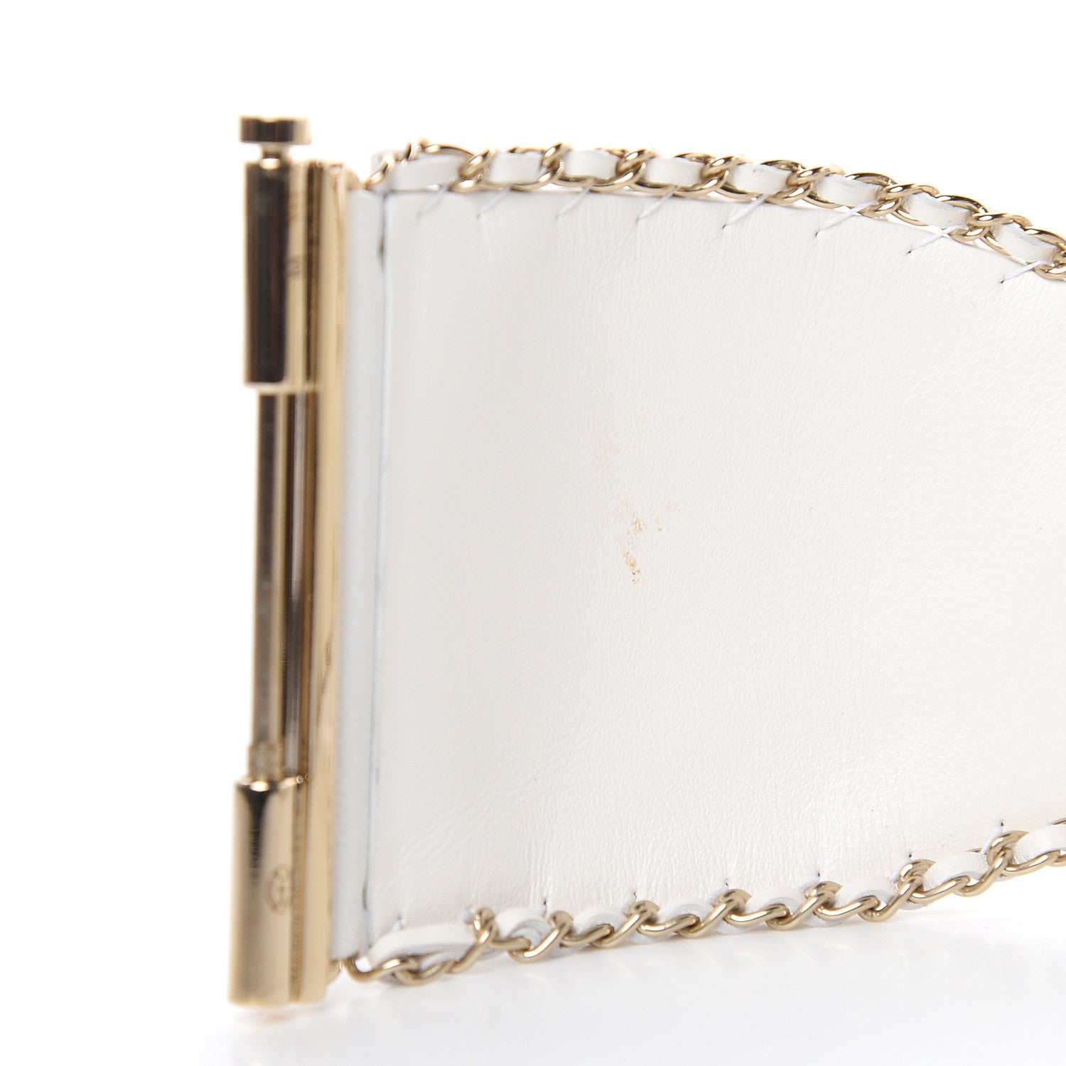 Chanel Lambskin Chain CC Cuff Bracelet White Gold 4 of 5