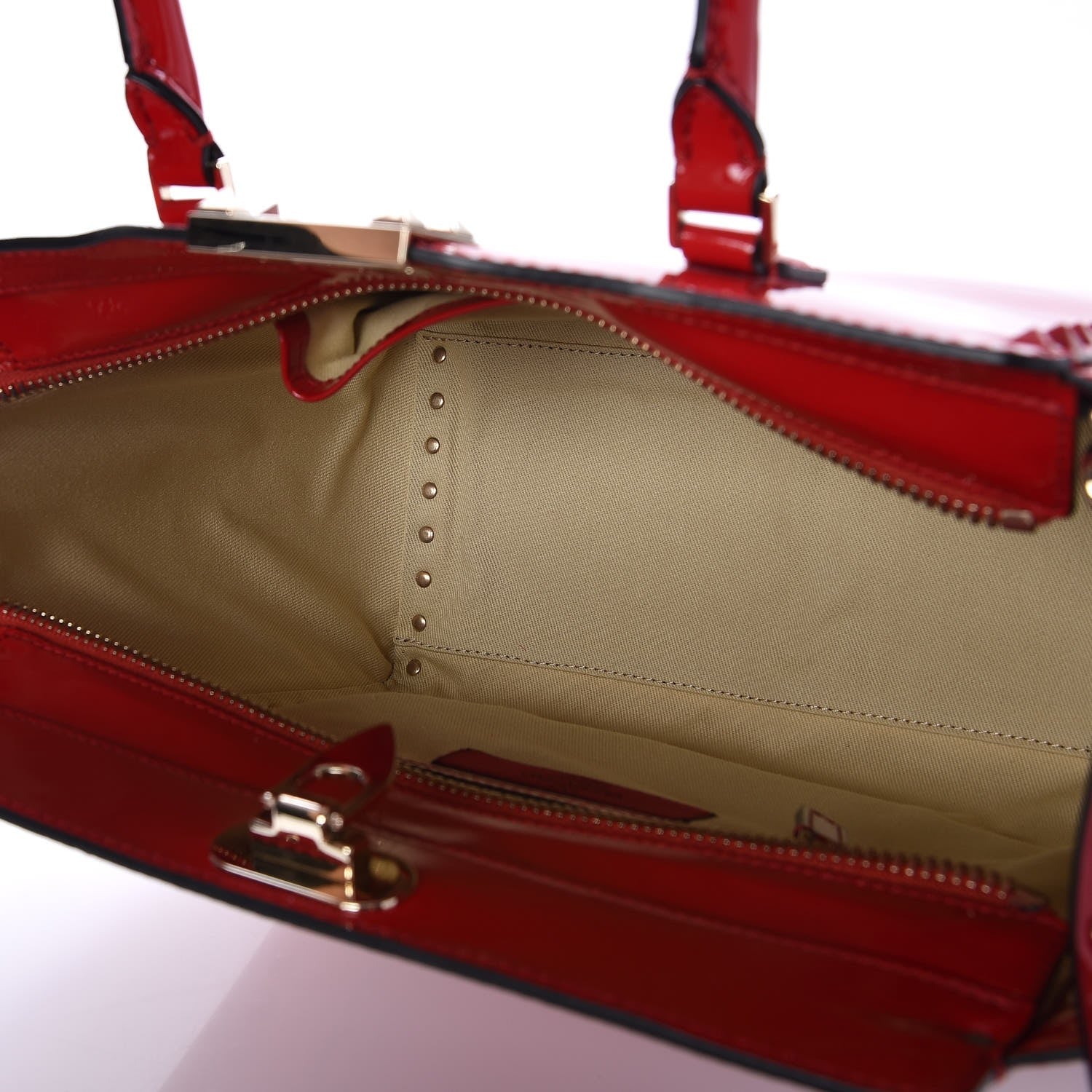 Valentino Garavani Patent Monochrome Rockstud Double Handle Tote Rosso Valentino 5 of 11